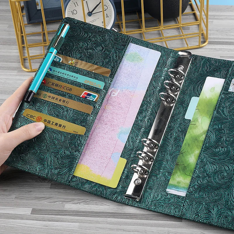 A6/A5 Vintage Embossed PU Leather DIY Binder Notebook Cover Diary Agenda Planner Paper Cover School Stationery